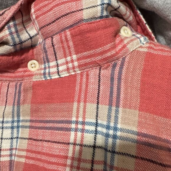 American Eagle Hooded Flannel Shirt Mens Size L pink plaid super soft grunge - Picture 7 of 8